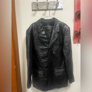 Classic Black Leather Blazer
